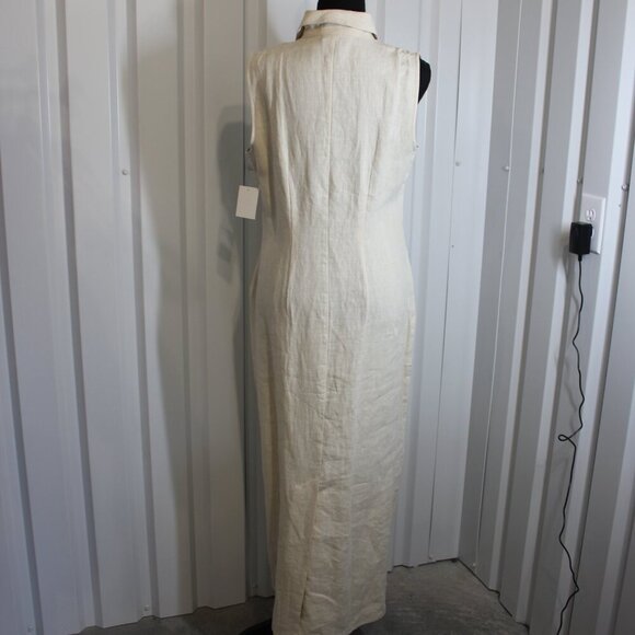 Units Womens 100% Linen Maxi Shirtdress Sleeveless Button Front Size Med NWOT - Picture 4 of 10